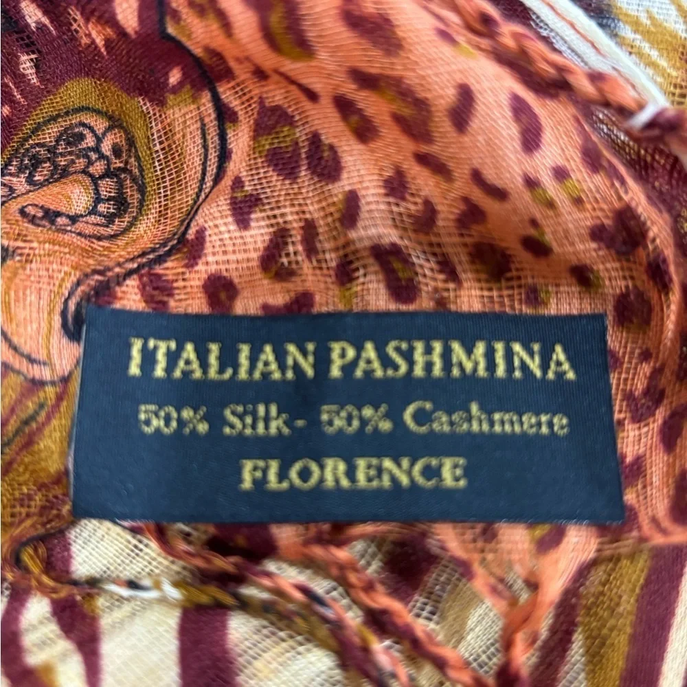 Elegant Animal/Floral Print Pashmina Cashmere/Silk Blend NWOT